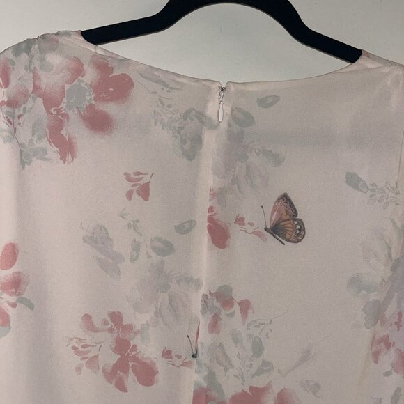 Rachel Parcell Pink Floral Butterfly Print Chiffon Cottagecore Midi Dress Sz XXL - Picture 7 of 11